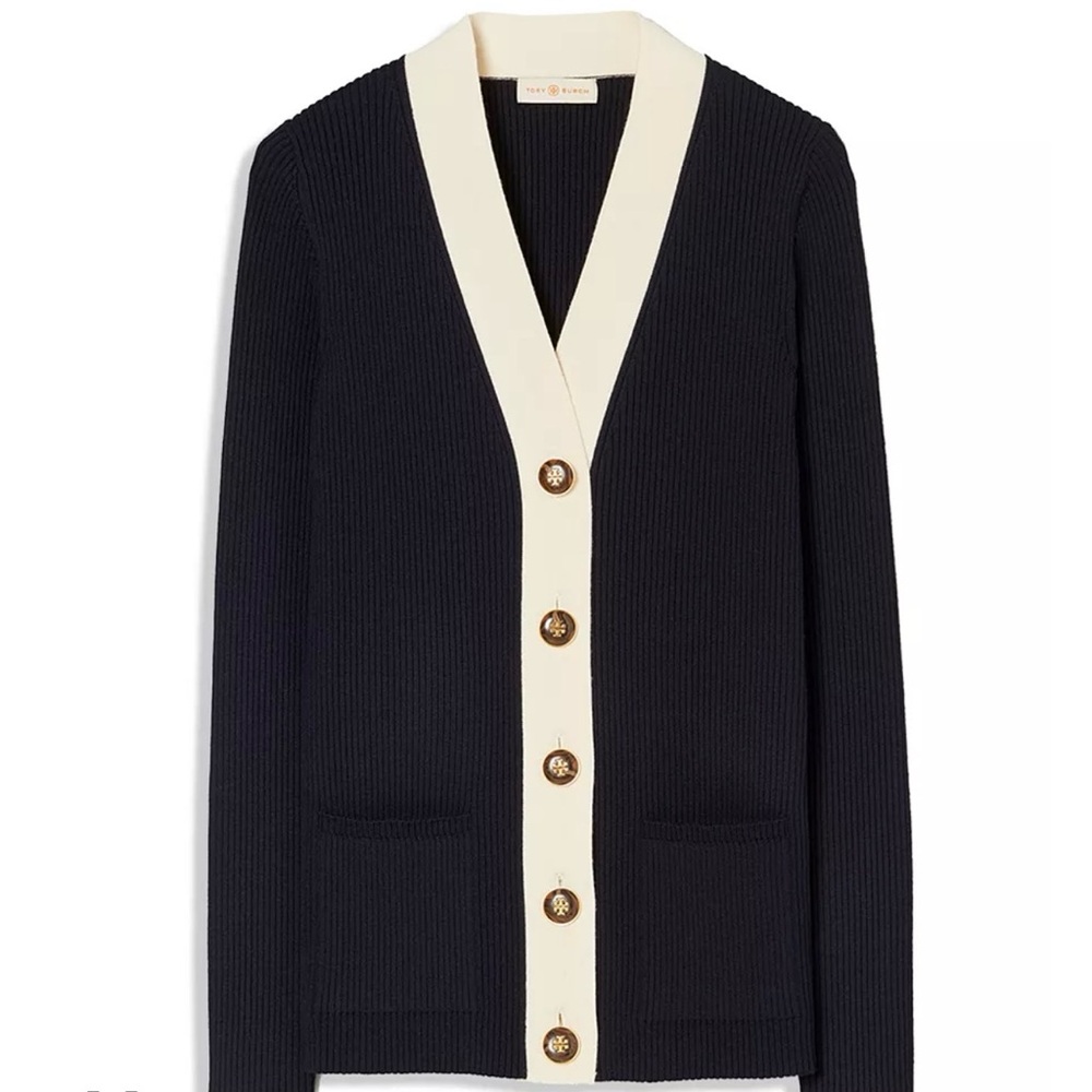 Tory Burch Navy and Cream Cardigan
